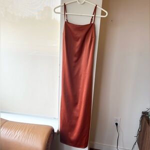 Nasty Gal Rust Midi Slip Dress